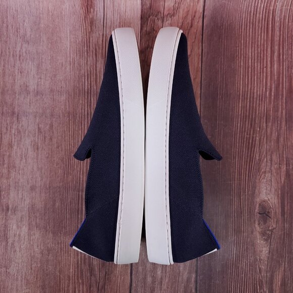 Rothys Womens Size 11 The Original Slip On Sneakers Navy Blue Knit Shoes - Picture 9 of 15